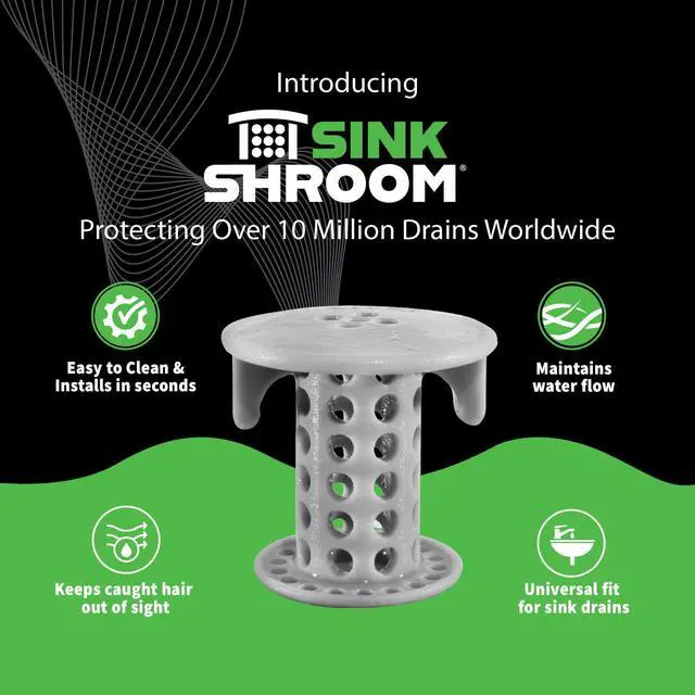 Alt view image 2 of 7 - SinkShroom The Revolutionary Sink Drain Protector Hair Catcher/Strainer/Snare, Gray