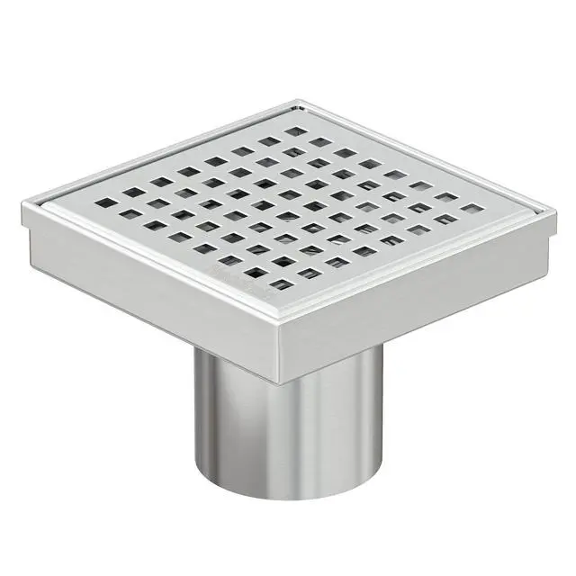 Alt view image 7 of 7 - Square Shower Drain with Removable Quadrato Pattern Grate, Brushed 304 Stainless Steel Square Drain for Bathroom, with Hair Strainer and Lifting Hook,CUPC Certified (Brushed Nickel, 4 in)