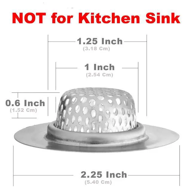 Alt view image 2 of 6 - 2 Pack - 2.25" Top / 1" Basket- Sink Strainer Bathroom, Utility, Slop, Laundry, RV and Lavatory Sink Drain Strainer Hair Catcher. Stainless Steel