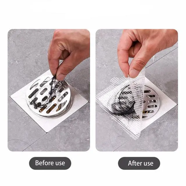 Alt view image 2 of 7 - 4 Inch 30pcs Disposable Shower Drain Hair Catcher Mesh Stickers Floor Drain Sticker Disposable Drain Filter Hair Trap Sticker
