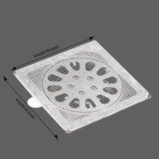 Alt view image 3 of 7 - 4 Inch 30pcs Disposable Shower Drain Hair Catcher Mesh Stickers Floor Drain Sticker Disposable Drain Filter Hair Trap Sticker