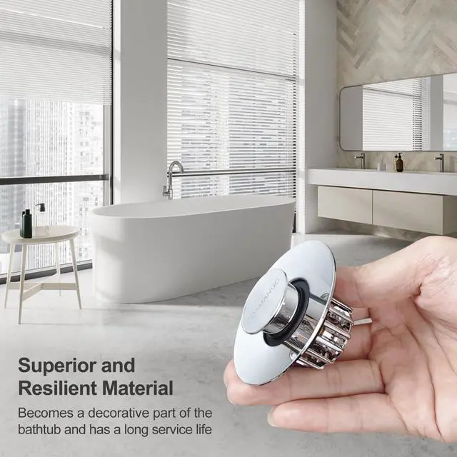 Alt view image 2 of 7 - Bathtub Stopper | Shower Drain Hair Catcher, Pop-up Tub Stopper with Strainer | Bathroom Drain Plug | Drain Protector for 1-1/2 to 1-3/4"" Bath Drain Hole