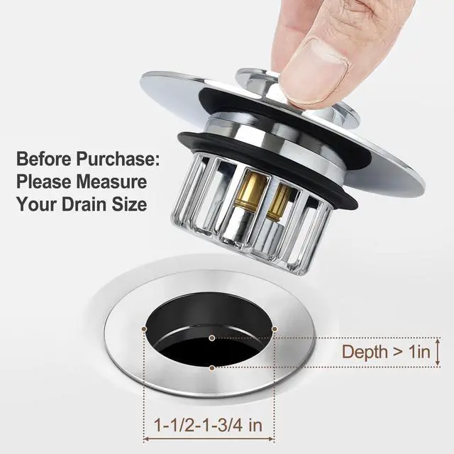 Alt view image 6 of 7 - Bathtub Stopper | Shower Drain Hair Catcher, Pop-up Tub Stopper with Strainer | Bathroom Drain Plug | Drain Protector for 1-1/2 to 1-3/4"" Bath Drain Hole