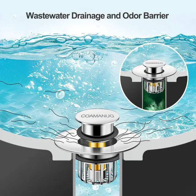 Alt view image 3 of 7 - Bathtub Stopper | Shower Drain Hair Catcher, Pop-up Tub Stopper with Strainer | Bathroom Drain Plug | Drain Protector for 1-1/2 to 1-3/4"" Bath Drain Hole