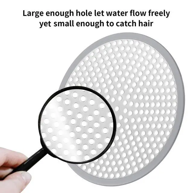 Alt view image 3 of 7 - Shower Drain Hair Catcher - 2PCS 4.72 Shower Stall Sink Drain Cover Strainer, Stainless Steel Bathtub Hair Filter Trap Stopper, Bathroom Floor Screen Protector with Silicone Rim