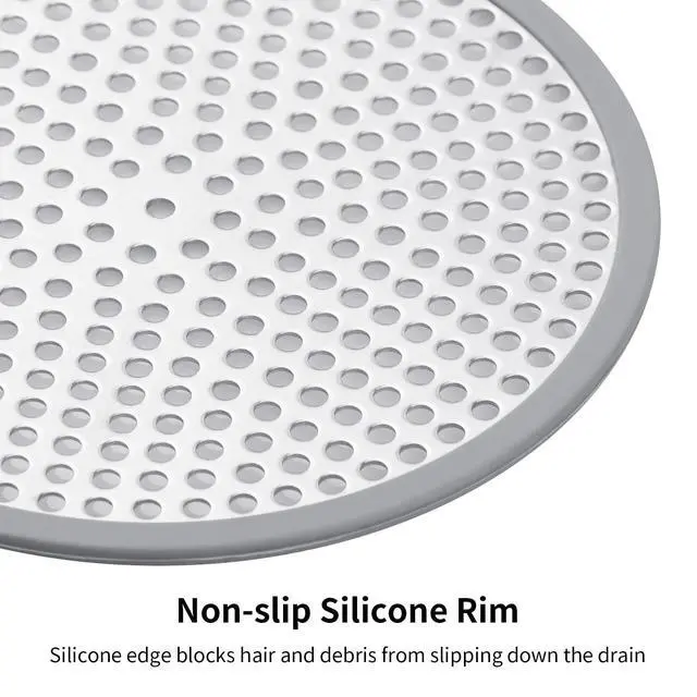 Alt view image 4 of 7 - Shower Drain Hair Catcher - 2PCS 4.72 Shower Stall Sink Drain Cover Strainer, Stainless Steel Bathtub Hair Filter Trap Stopper, Bathroom Floor Screen Protector with Silicone Rim