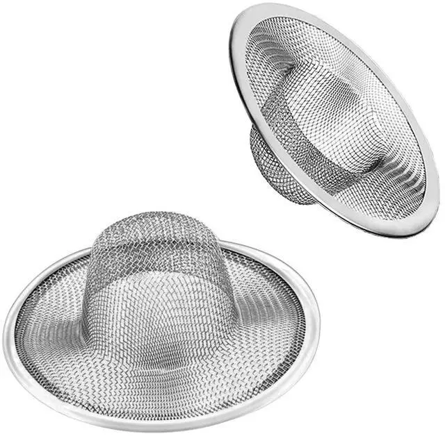Main image of 2pcs Heavy Duty Stainless Steel Slop Basket Filter Trap,3.54" Top / 1.65" Mesh Metal Sink Strainer,Perfect for Kitchen Sink/Bathroom Bathtub Wash Basin Floor Drain Balcony Drain Hole,Utility