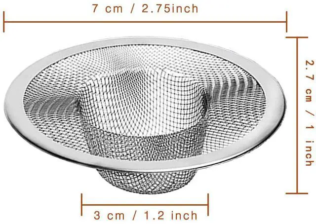 Alt view image 2 of 7 - 4pcs Heavy Duty Stainless Steel Kitchen Sink Strainer, 2.75" Top / 1" Mesh Metal Sink Strainer,Perfect for Kitchen Sink/Bathroom Bathtub Wash basin Floor drain balcony Drain Hole, Utility