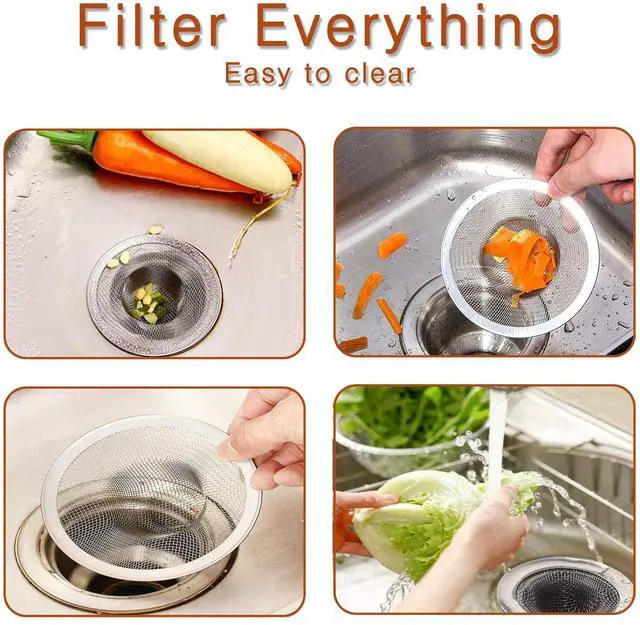 Alt view image 4 of 7 - 4pcs Heavy Duty Stainless Steel Kitchen Sink Strainer, 2.75" Top / 1" Mesh Metal Sink Strainer,Perfect for Kitchen Sink/Bathroom Bathtub Wash basin Floor drain balcony Drain Hole, Utility