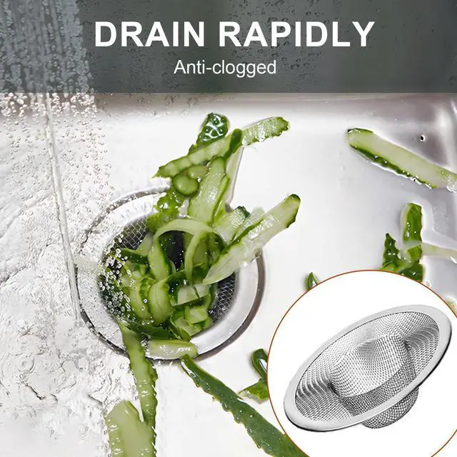 Alt view image 5 of 7 - 2pcs Heavy Duty Stainless Steel Slop Basket Filter Trap, 2.75" Top / 1" Mesh Metal Sink Strainer Shower Drain Hair Catcher for Kitchen Bathroom Bathtub Wash Basin Floor Balcony Drain Hole, Utility