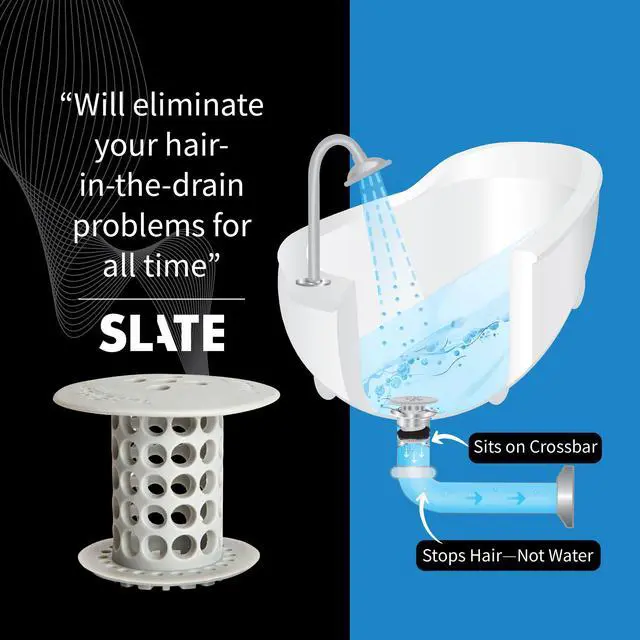Alt view image 4 of 7 - Bathtub Drain Hair Catcher in-Drain Tub Strainer & Clog Prevention Protector, Fits Standard 1.41.75 Tub Drains, Easy Clean, Captures Human & Pet Hair Out of Sight (Gray)