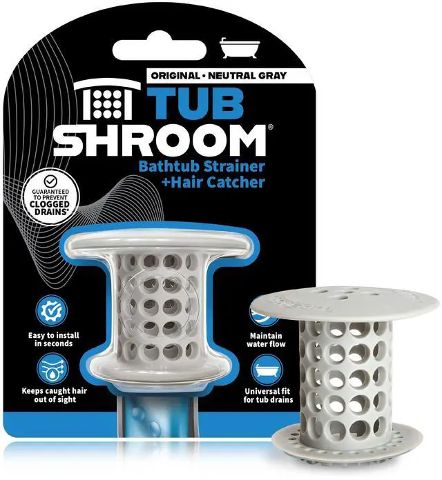 Main image of Bathtub Drain Hair Catcher in-Drain Tub Strainer & Clog Prevention Protector, Fits Standard 1.41.75 Tub Drains, Easy Clean, Captures Human & Pet Hair Out of Sight (Gray)