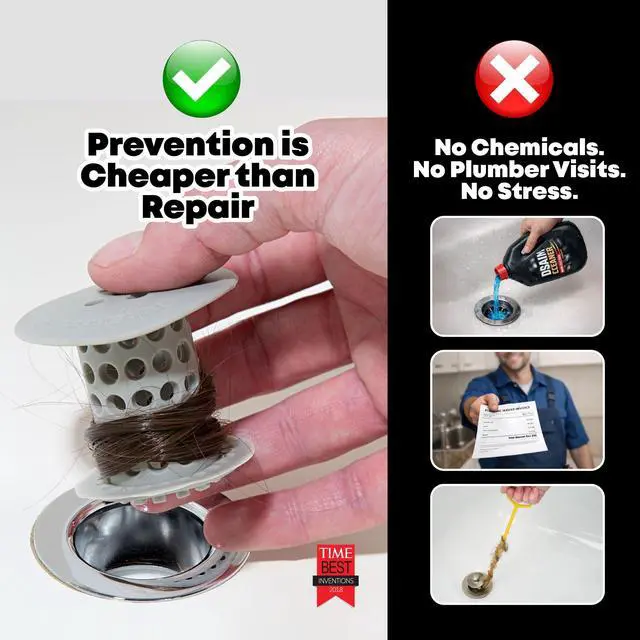 Alt view image 6 of 7 - Bathtub Drain Hair Catcher in-Drain Tub Strainer & Clog Prevention Protector, Fits Standard 1.41.75 Tub Drains, Easy Clean, Captures Human & Pet Hair Out of Sight (Gray)