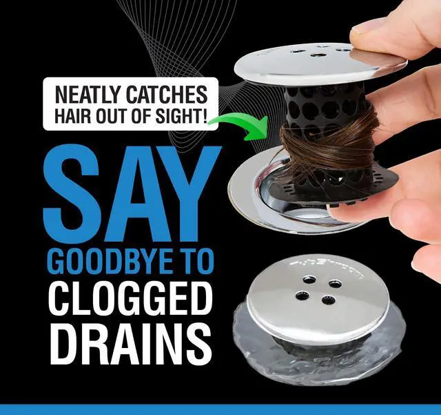 Alt view image 2 of 7 - Tub Drain Hair Catcher, Black Chrome Protector and Catcher for Bathroom Drains, Fits 1.5 1.75 Bathtub Shower Drains