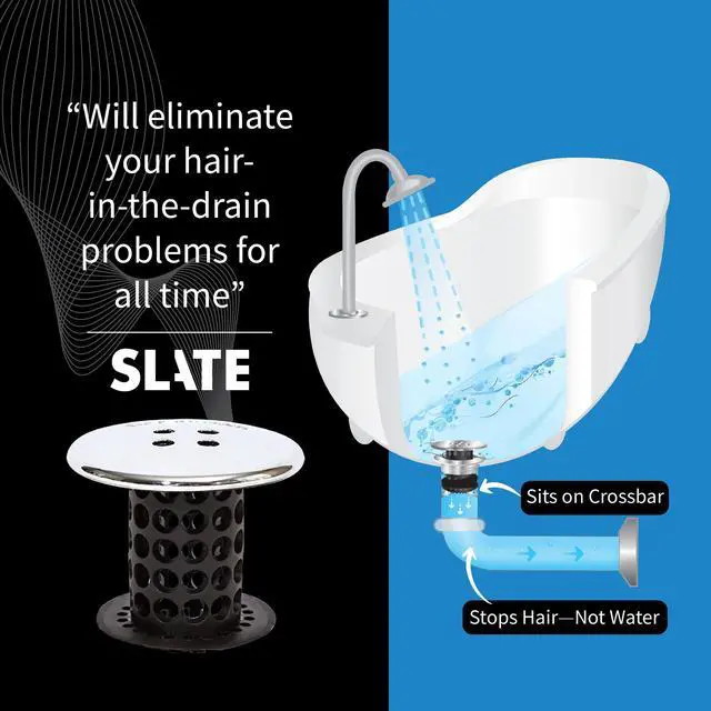 Alt view image 4 of 7 - Tub Drain Hair Catcher, Black Chrome Protector and Catcher for Bathroom Drains, Fits 1.5 1.75 Bathtub Shower Drains
