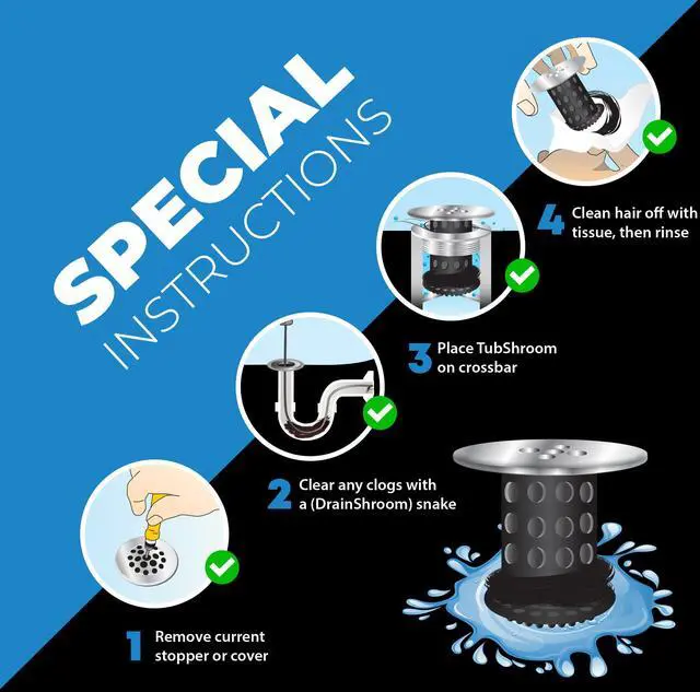 Alt view image 7 of 7 - Tub Drain Hair Catcher, Black Chrome Protector and Catcher for Bathroom Drains, Fits 1.5 1.75 Bathtub Shower Drains