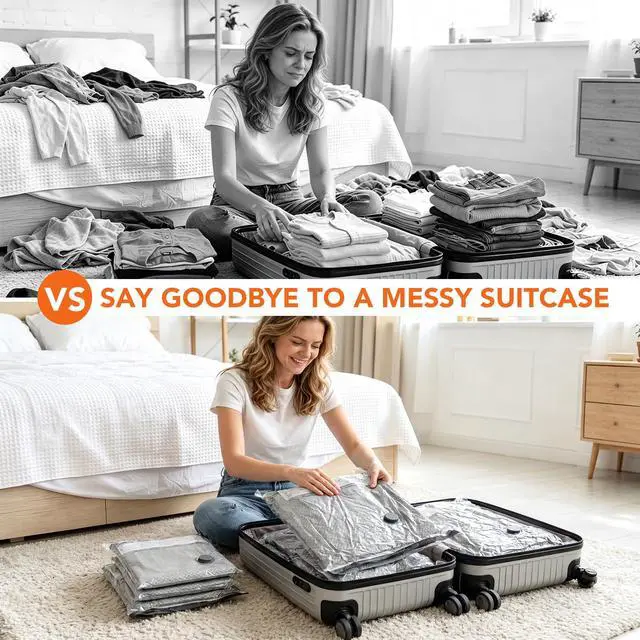 Alt view image 3 of 6 - Space Saver Vacuum Storage Bags with Electric Pump,15 Pack 3 Sizes Reusable Compression Bags,Airtight Leak-Proof Seal for Clothes Comforters Blankets Bedding,Closet Organizer for Home & Travel