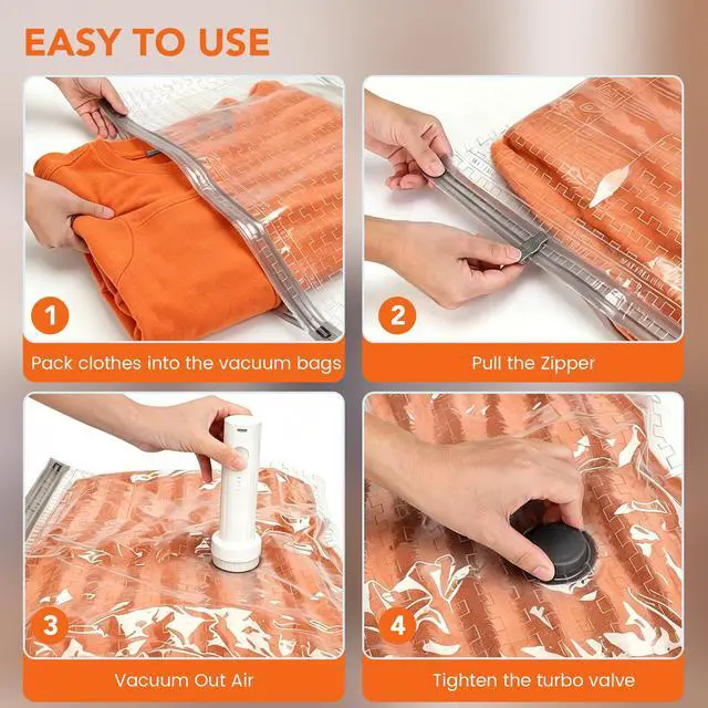 Alt view image 5 of 6 - Space Saver Vacuum Storage Bags with Electric Pump,15 Pack 3 Sizes Reusable Compression Bags,Airtight Leak-Proof Seal for Clothes Comforters Blankets Bedding,Closet Organizer for Home & Travel