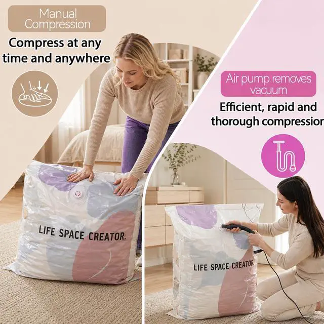 Alt view image 3 of 7 - 8 Pack Vacuum Storage Bags, Large Size(31.5x39.4x11 Inch) Cube Bag, 80% Space Saver Vacuum Seal Bags for Clothing with Vacuums or Hand Press for Clothes, Blankets, Baby Clothes, Home Travel Essentials