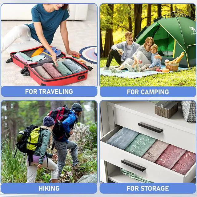 Alt view image 7 of 7 - Vacuum Seal Bags for Clothing 8 Pack, Roll-Up Compression, No Need for Machine or Pump, Space Saver Vacuum Storage Bags for Travel Clothes, Compression Packing Cubes for Luggage and Suitcase