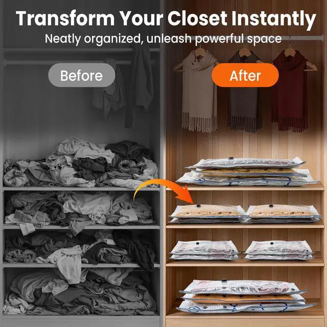 Alt view image 5 of 7 - Vacuum Storage Bags for Travel with Cordless Pump, 15 Pack Vacuum Seal Bags for Clothing, 85% Space Saver Bags for Luggage, Blankets, Ideal for Home, Seasonal Storage, Compression Packing for Vacation