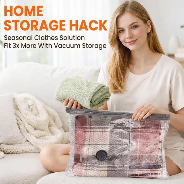 Alt view image 6 of 7 - Vacuum Storage Bags for Travel with Cordless Pump, 15 Pack Vacuum Seal Bags for Clothing, 85% Space Saver Bags for Luggage, Blankets, Ideal for Home, Seasonal Storage, Compression Packing for Vacation
