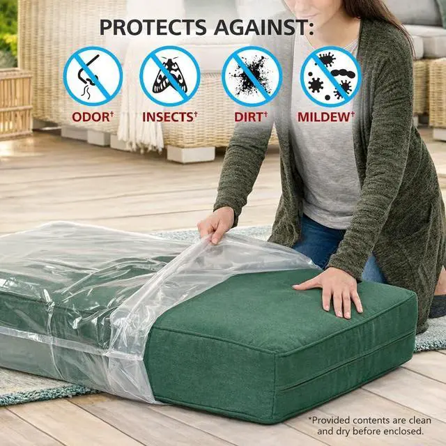 Alt view image 3 of 7 - Hefty Outdoor Cushion Storage Cube 2-Pack | Patio Cushion Storage Bag Set with Vacuum Valve, Heavy Duty Outdoor Cushion Storage Bags Set for Patio Furniture