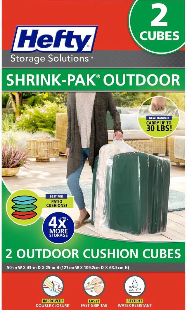 Main image of Hefty Outdoor Cushion Storage Cube 2-Pack | Patio Cushion Storage Bag Set with Vacuum Valve, Heavy Duty Outdoor Cushion Storage Bags Set for Patio Furniture