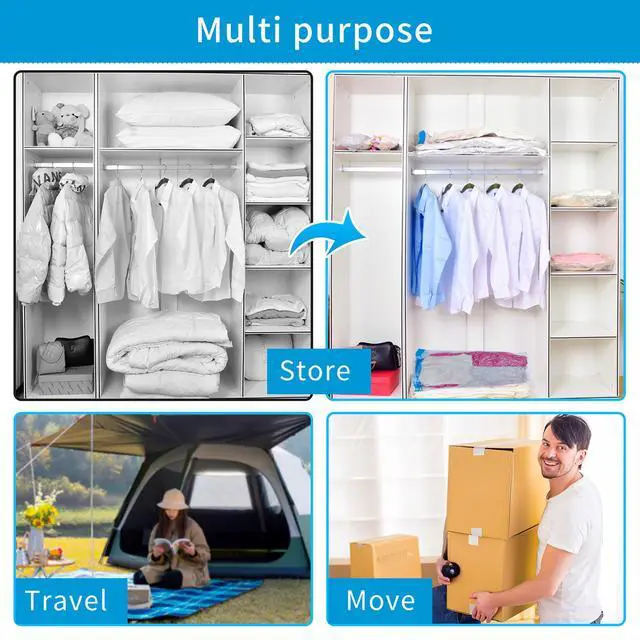 Alt view image 7 of 7 - Reusable Vacuum Storage Bags with Electric Pump, Vacuum Bags for Travel & Home Storage, Vacuum Seal Bags for Clothing, Bedding, Blankets, Suitcase Organiser,12 Pack Combo (3Jumbo/3Large/3Med/3Small)