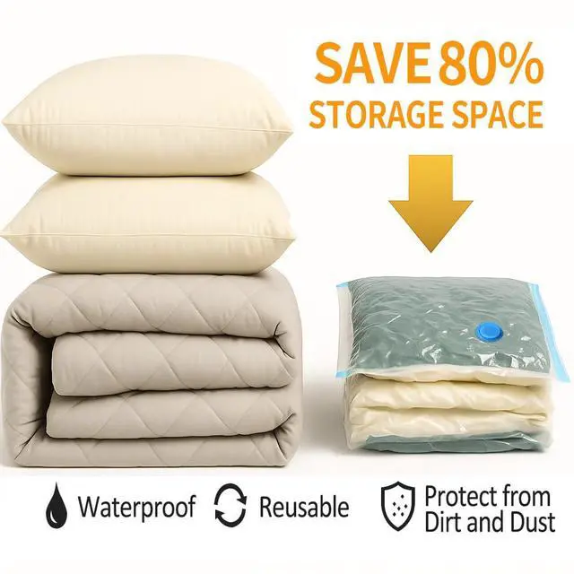 Alt view image 5 of 5 - Vacuum Bags for Travel with Pump,8 Pack Vacuum Storage Bags for Bedding and Clothing,Space Saver Bags for Travel and Home(with Hand Pump, Medium 50 * 70)