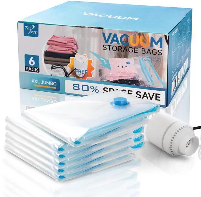 Main image of 6 Pack XXL Jumbo Vacuum Storage Bags with Electric Air Pump, Space Saver Bags,Compression for Comforters and Blankets,Duvets,Pillows,Travel(47.2x35 in)