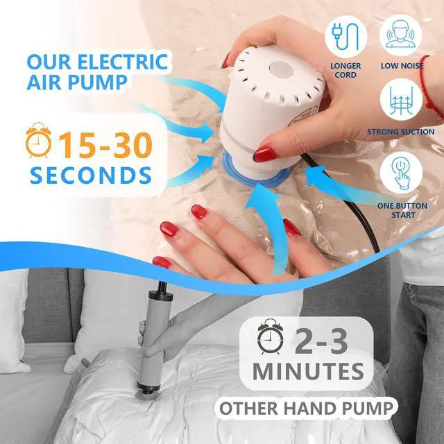 Alt view image 4 of 7 - 6 Pack XXL Jumbo Vacuum Storage Bags with Electric Air Pump, Space Saver Bags,Compression for Comforters and Blankets,Duvets,Pillows,Travel(47.2x35 in)