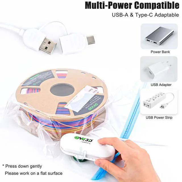 Alt view image 2 of 6 - 30 Pcs Filament Vacuum Storage Bags with Upgraded Pump for 3D Printer Accessories, Reusable 3D Printer Filament Storage Bags Vacuum Storage Seal Bag to Keep Dry, Plus Size 32x34cm / 12.6x13.4inch