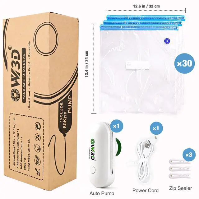 Alt view image 5 of 6 - 30 Pcs Filament Vacuum Storage Bags with Upgraded Pump for 3D Printer Accessories, Reusable 3D Printer Filament Storage Bags Vacuum Storage Seal Bag to Keep Dry, Plus Size 32x34cm / 12.6x13.4inch