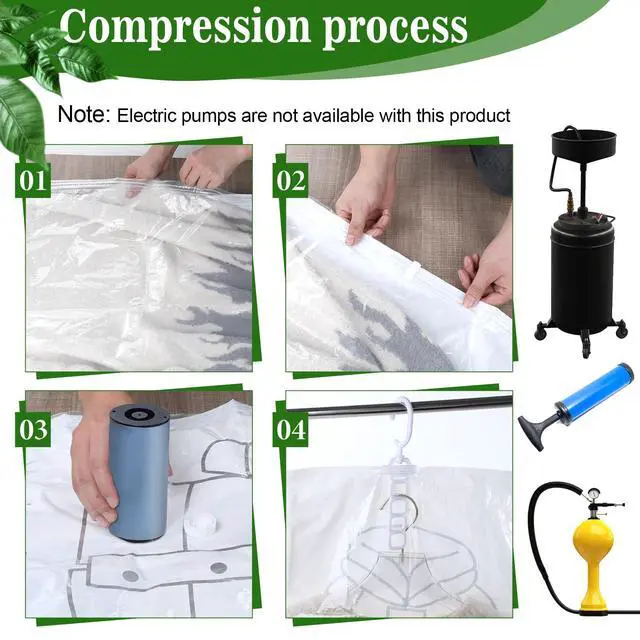 Alt view image 4 of 7 - 6 Pack Hanging Vacuum Storage Bag, 43.3 x 27.6 inch Hanging Vacuum Sealer Storage Space Saver Bags, Reusable Space Saver Bags, for Suits, Dress, Jackets, Clear