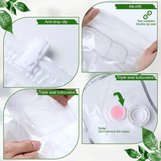 Alt view image 3 of 7 - 6 Pack Hanging Vacuum Storage Bag, 43.3 x 27.6 inch Hanging Vacuum Sealer Storage Space Saver Bags, Reusable Space Saver Bags, for Suits, Dress, Jackets, Clear