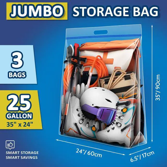 Alt view image 2 of 7 - 25 Gallon Extra Large Resealable Storage Bags with Zipper Top