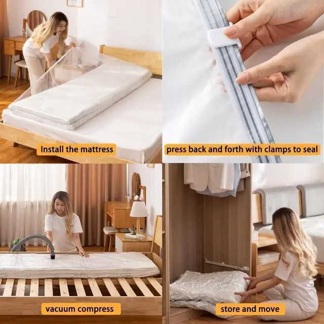 Alt view image 4 of 7 - Vacuum Bag 94.5x47.2 in Space Saver Vacuum Storage Bags Oversized Vacuum Bags Twin Mattress Vacuum Bag King Mattress Bag Vacuum Sealer Bag for Memory Foam Mattress Moving Shipping Storage