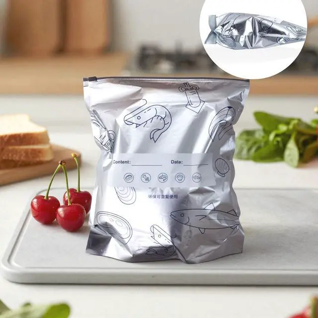 Alt view image 5 of 7 - 40PCS Reusable Aluminum Foil Sealable Storage Bags -2026 Resealable Vacuum Zipper Pouches for Food- Stand-Up Zipper Food Bags, 3 Sizes(Small, Medium, Large) for Kitchen, Meal Prep & Freezer Storage