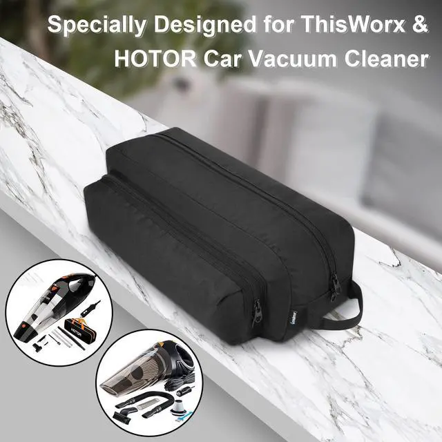 Alt view image 3 of 7 - Cleaner Accessory Storage Bag Fits for ThisWorx HOTOR Car Vacuum Cleaner & Accessories, Portable Tool Storage Case with Extra Pocket for Power Cord,Brush Nozzles,Cleaning brush (Black)