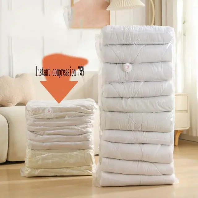Alt view image 2 of 7 - 2PCS NoPump Vacuum Storage Bags,Storage Compression Bags, Large Cube Vacuum Seal Bags, Heavy-Duty Press & Seal for Clothes, No Pump Needed (Medium)