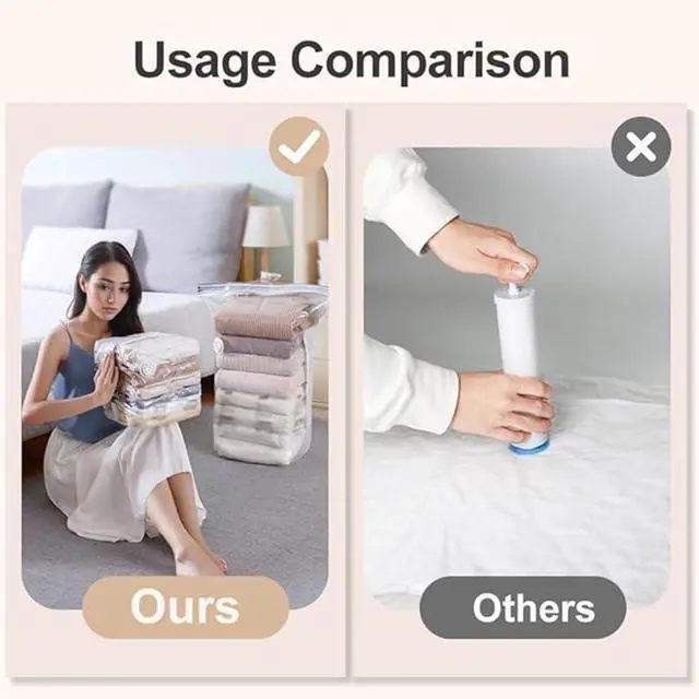 Alt view image 3 of 7 - 2PCS NoPump Vacuum Storage Bags,Storage Compression Bags, Large Cube Vacuum Seal Bags, Heavy-Duty Press & Seal for Clothes, No Pump Needed (Medium)