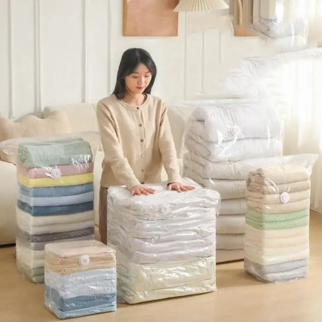 Alt view image 5 of 7 - 2PCS NoPump Vacuum Storage Bags,Storage Compression Bags, Large Cube Vacuum Seal Bags, Heavy-Duty Press & Seal for Clothes, No Pump Needed (Medium)
