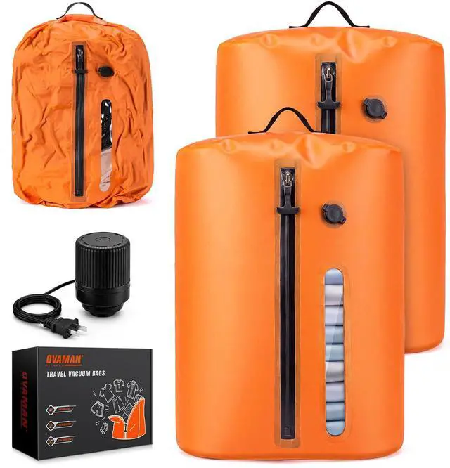 Main image of Vacuum Travel Bags With 5500Pa Wired Pump, Vacuum Luggage Bags for Clothes, Compression Bags for Travel, IP68 Waterproof Space Saver Packing Cubes for Suitcase, Backpack & Home Storage (2 Pack + Pump)