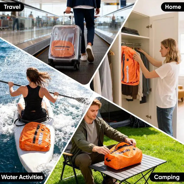 Alt view image 7 of 7 - Vacuum Travel Bags With 5500Pa Wired Pump, Vacuum Luggage Bags for Clothes, Compression Bags for Travel, IP68 Waterproof Space Saver Packing Cubes for Suitcase, Backpack & Home Storage (2 Pack + Pump)