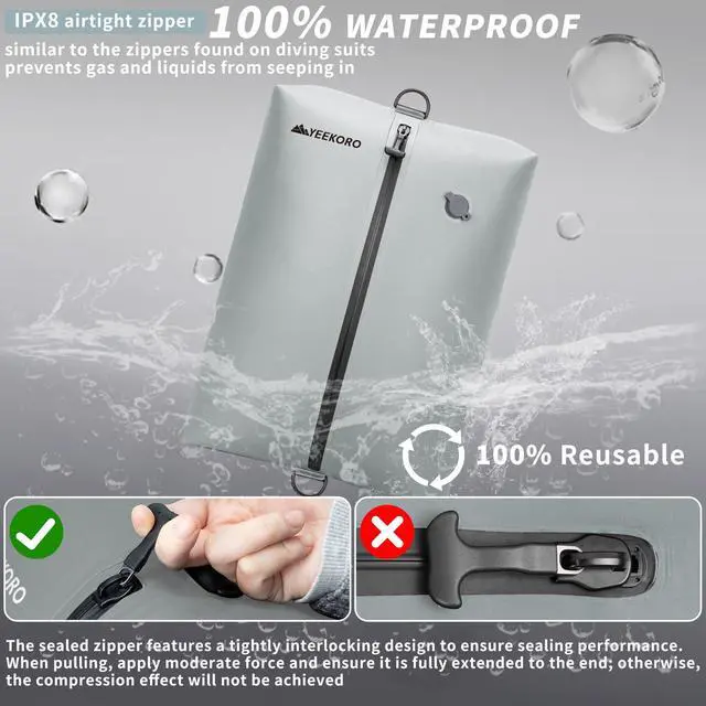 Alt view image 4 of 7 - Upgraded Vacuum Bag for Travel, Professional IPX8 Waterproof Reusable Vacuum Compression Bags for Travel Suitcases, Durable Space Saver Bag