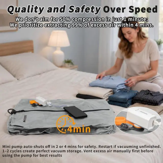 Alt view image 5 of 7 - Upgraded Vacuum Bag for Travel, Professional IPX8 Waterproof Reusable Vacuum Compression Bags for Travel Suitcases, Durable Space Saver Bag