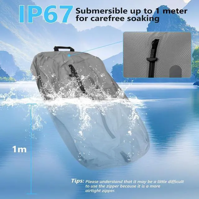Alt view image 5 of 7 - Vacuum Travel Bags with Pump - Reusable Vacuum Compression Bags, 420D Reinforced Nylon - Tear Resistant, IP67 Waterproof & Odor-isolating, Space Saver Travel Pack Vacuum Kit (Grey,33L 1PC+Pump)
