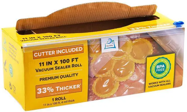 Main image of 11" x 100' Vacuum Sealer Bags Rolls & Dispenser Cutter Box - BPA Free, 4 mil thick - Great for Sous Vide - Works with Food Saver Machines