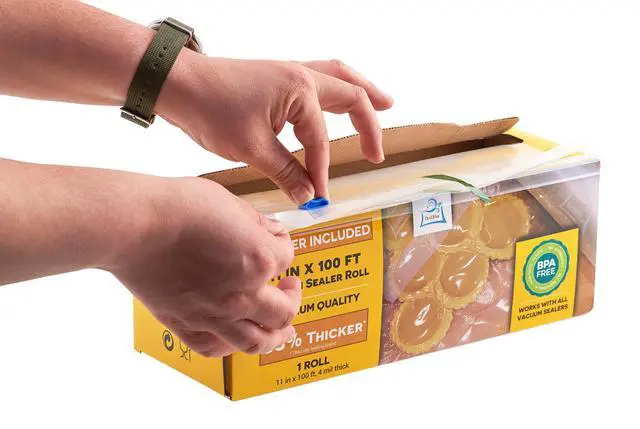 Alt view image 2 of 7 - 11" x 100' Vacuum Sealer Bags Rolls & Dispenser Cutter Box - BPA Free, 4 mil thick - Great for Sous Vide - Works with Food Saver Machines
